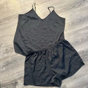 Elegant silk Black Women's Sleepwear Set